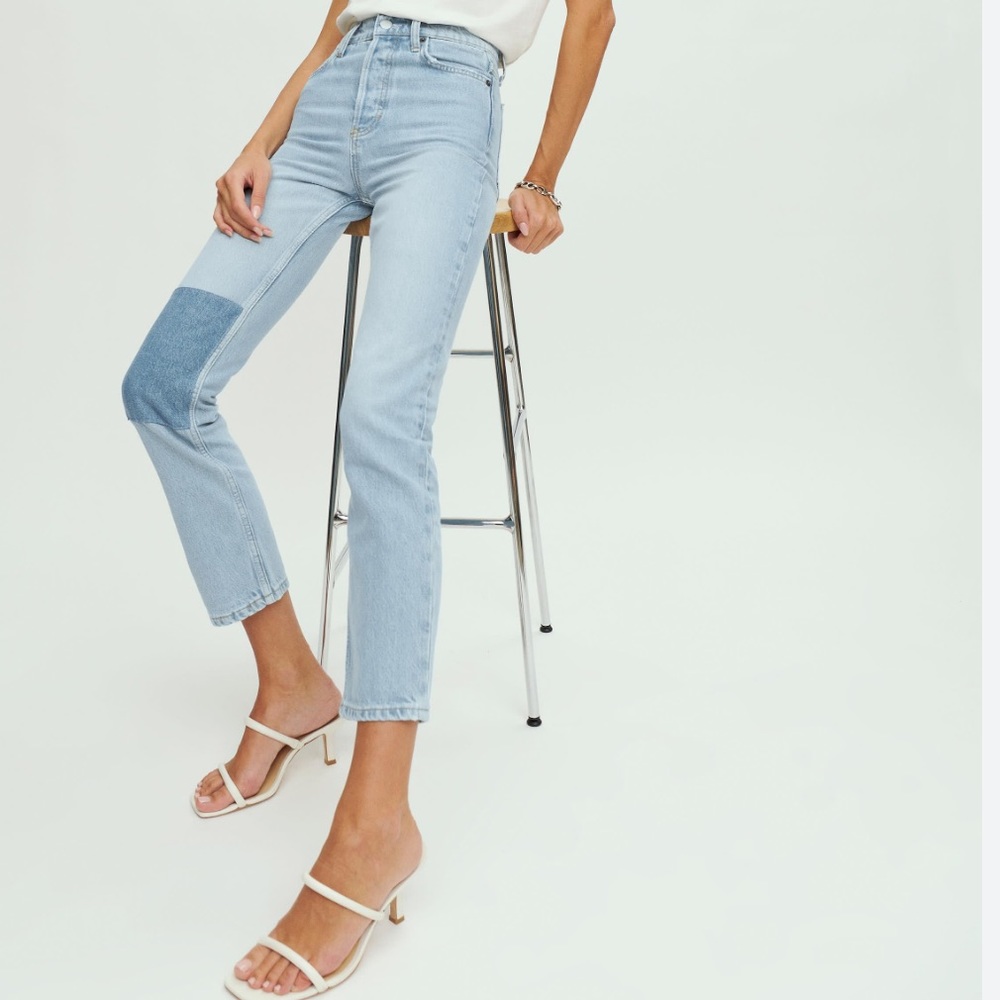 Reformation Cynthia patch high rise jeans. Size 27.